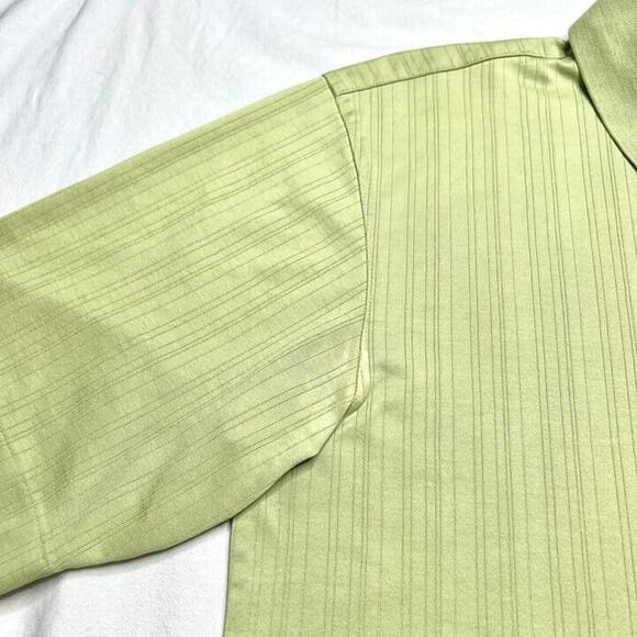 Tiger Woods Nike Polo Shirt Green Textured Stripes Men's Medium Golf Casual - Picture 4 of 12